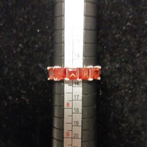 D'Joy Simulated Red Diamond 5 Stone Ring in Sterling Silver